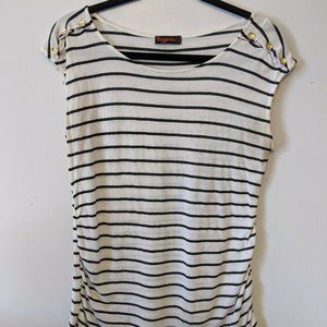 Black & White Striped Cap Sleeve Tee